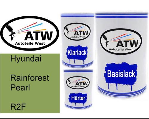 Hyundai, Rainforest Pearl, R2F: 500ml Lackdose + 500ml Klarlack + 250ml Härter - Set, von ATW Autoteile West.